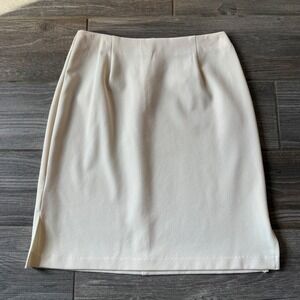 90s Y2K B. DARLIN Cream Solid A-Line Skirt With Side Slits Women's Size‎ 3/4